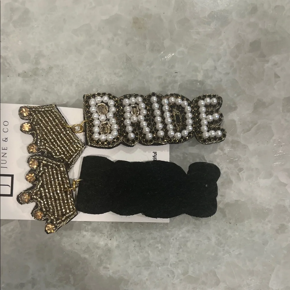 Gold and White Bride Earrings